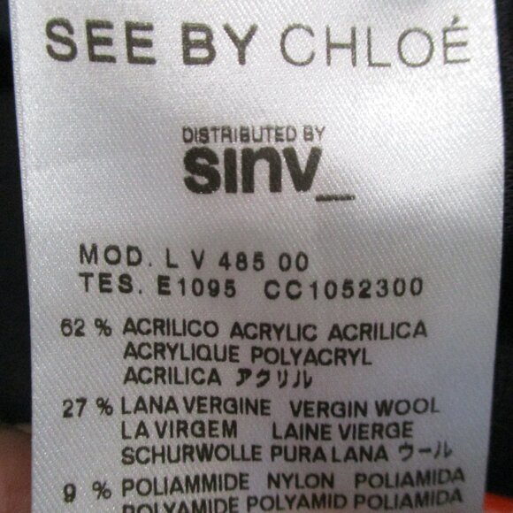 See by Chloe Wool Blend Black V-Neck Sleeveless Shift Dress - Picture 7 of 7